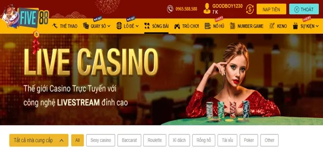 Giao diện sòng bài Five88